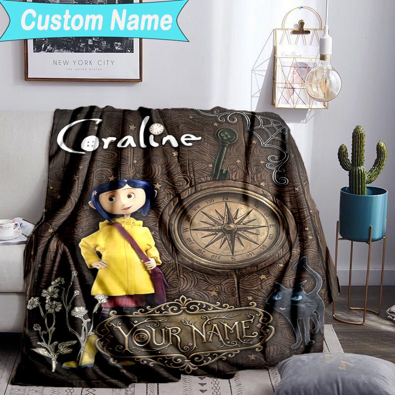 Custom Name Blanket Mystery Coraline's World Blanket Bedding Blanket for Travel, Camping, Living Rooms, Offices, Sofas, Fan Christmas gift