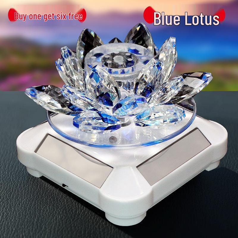 Rotating Crystal Lotus Solar Car Air Freshener & Aromatherapy Ornament