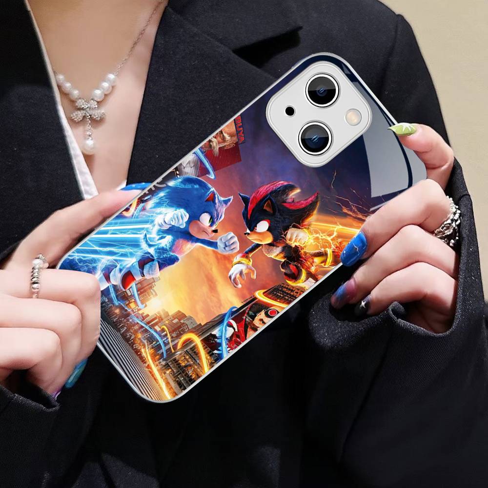 Game Sonic Movie Anime Tempered Glass For Iphone 14 13 12 11 Pro Mini XS MAX 14Plus X XS XR Fundas