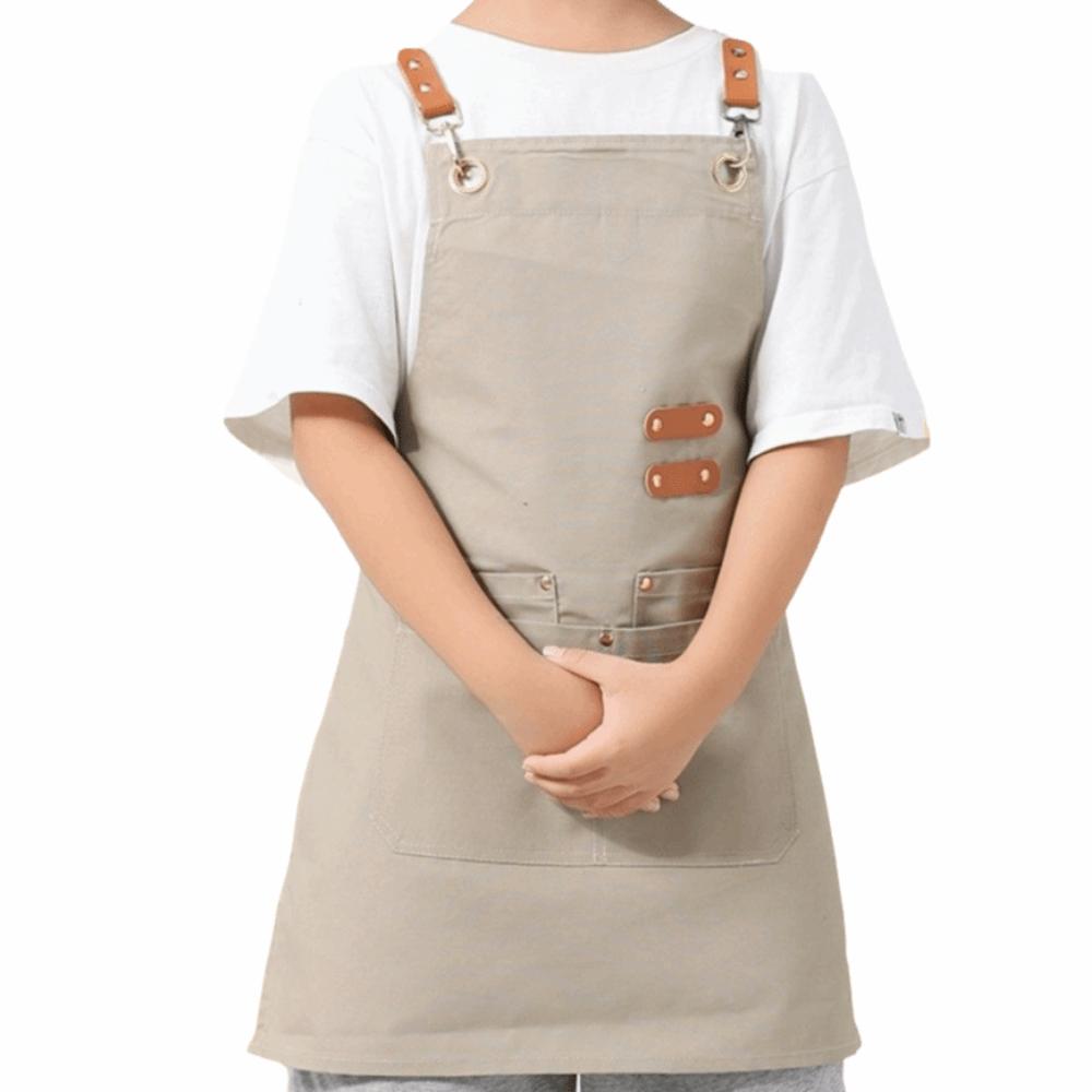 

Минималистичный детский кулинарный фартук однотонный детский костюм шеф-повара детский холщовый фартук для выпечки хаки