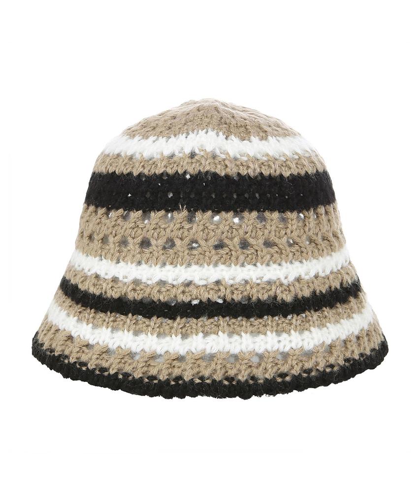 VANAKE Cream Striped Bucket Hat_Vb3Yamq304Z