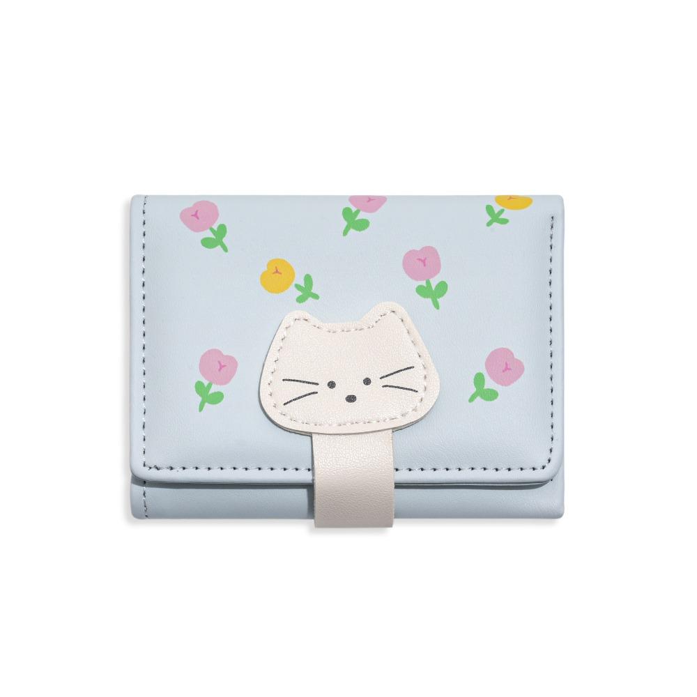 PU Leather Flower Printed Wallet Portable Three Fold Wallet Coin Purse Short Leather Purse  Travel
