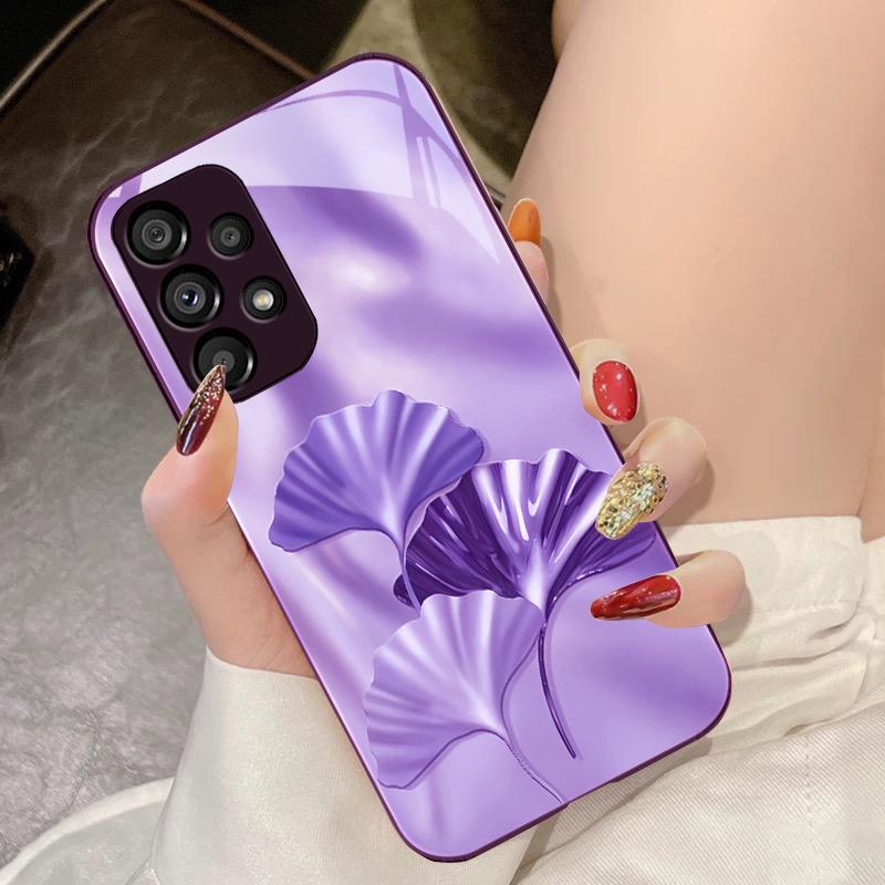 Abstract Ginkgo Leaves For Samsung Galaxy S10 4G S20 11E 30 S21 22 S24 Fe Pro S23 S25 Ultra 5G S9 Tempered Glass Phone Case