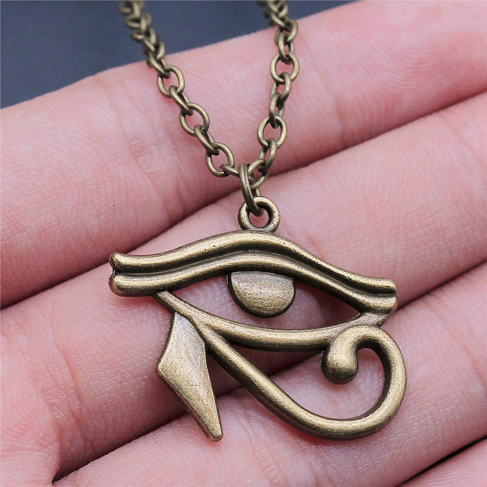 Hand of Fatima Eye of Horus Protection Amulet Pendant Antique Bronze Metal Women Collar Necklace Hot Sale
