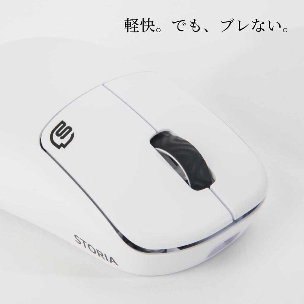 STORIA Gaming Mouse Kikyo Wireless Gaming Half Ergonomic 8000Hz Polling Low Mouse, Black, Design, PAW3950, Rate, Latency, Type-C, Ambidextrous,