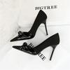 Suede Women Pumps Shallow Mouth Pointed Toe Bow Knot High Heels Fashion Office Stilettos New Design Party Single Shoes