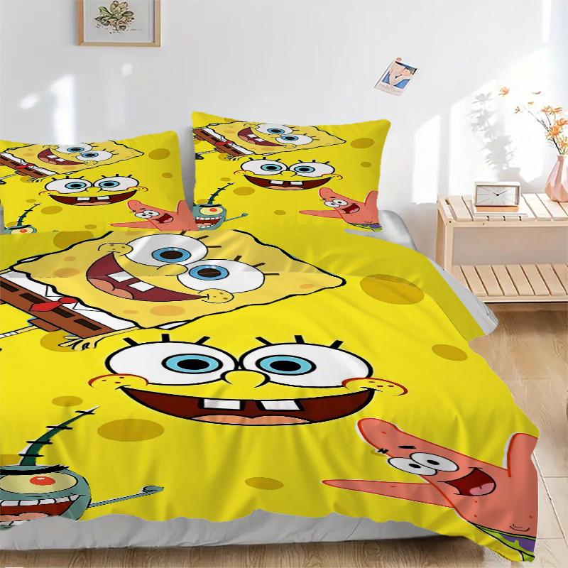 Spongebob Squarepants Adventure Print 3Pcs Bedding Setduvet Cover With 2 Bedropillowcase Home Birthday Gift