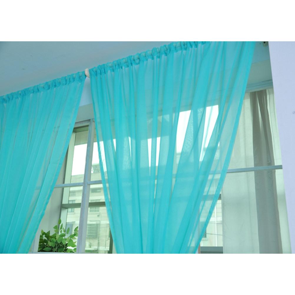 Transparent Window Tulle Sheer Curtains Rod Pocket Voile 100x200cm Lightweight Soft Window Screen Panels for Bedroom Living Room