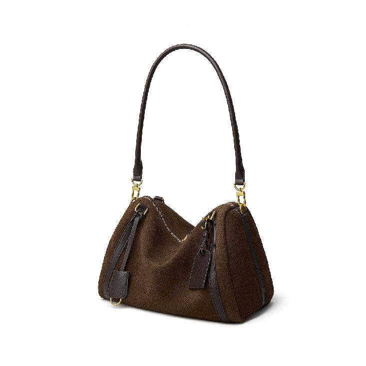 

Осень Зима Новая Замша Натуральная Кожа Повседневная Сумка Через Плечо для Поездок Замша из Оленьей Кожи Бархат Большая Вместимость Сумка-Тоут Сумка Под Мышку Винтажная Женская Сумка Chocolate（Deerskin Velv