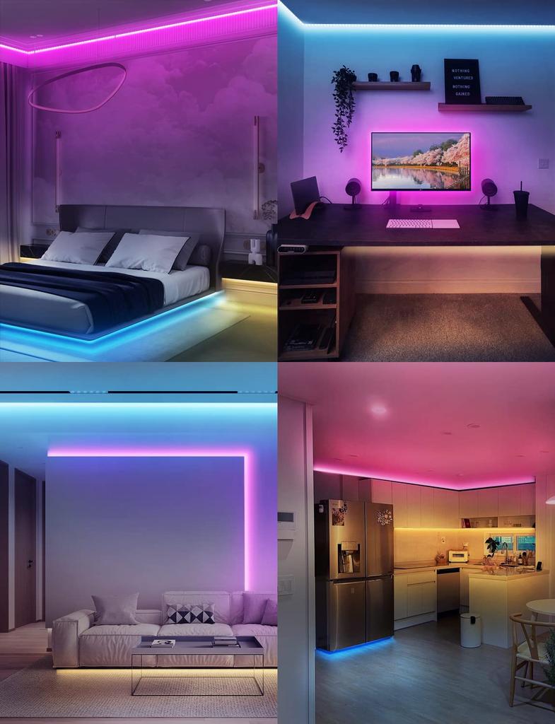 IKERY LED Strip Light, 20M, App Control, Double-Sided Tape, SMD5050, 24V, 4-Pin, 16 Million Colors, High Brightness RGB, Cuttable, Dimmable, No Tools