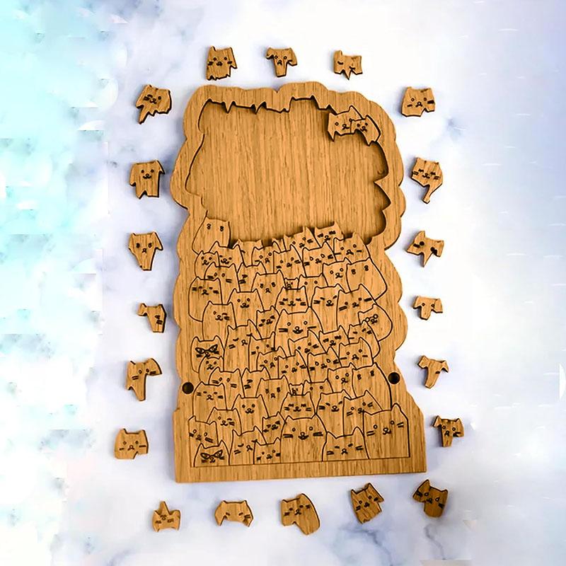 Cute Hundred Cat Puzzle Cartoon Wooden Jigsaw Puzzle Funny Animal Puzzle Kids Christmas Gifts