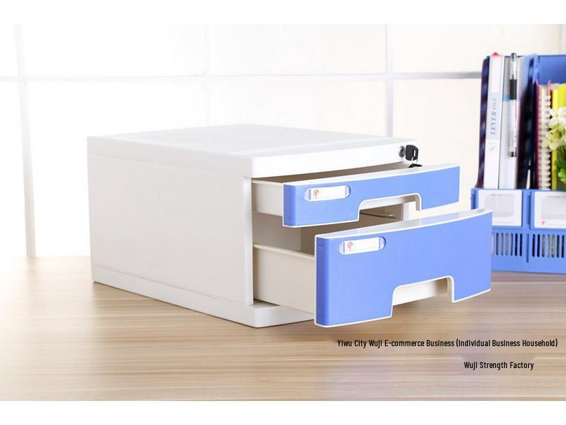 4-Drawer Lockable Plastic Office File Cabinet, Thickened Storage Box