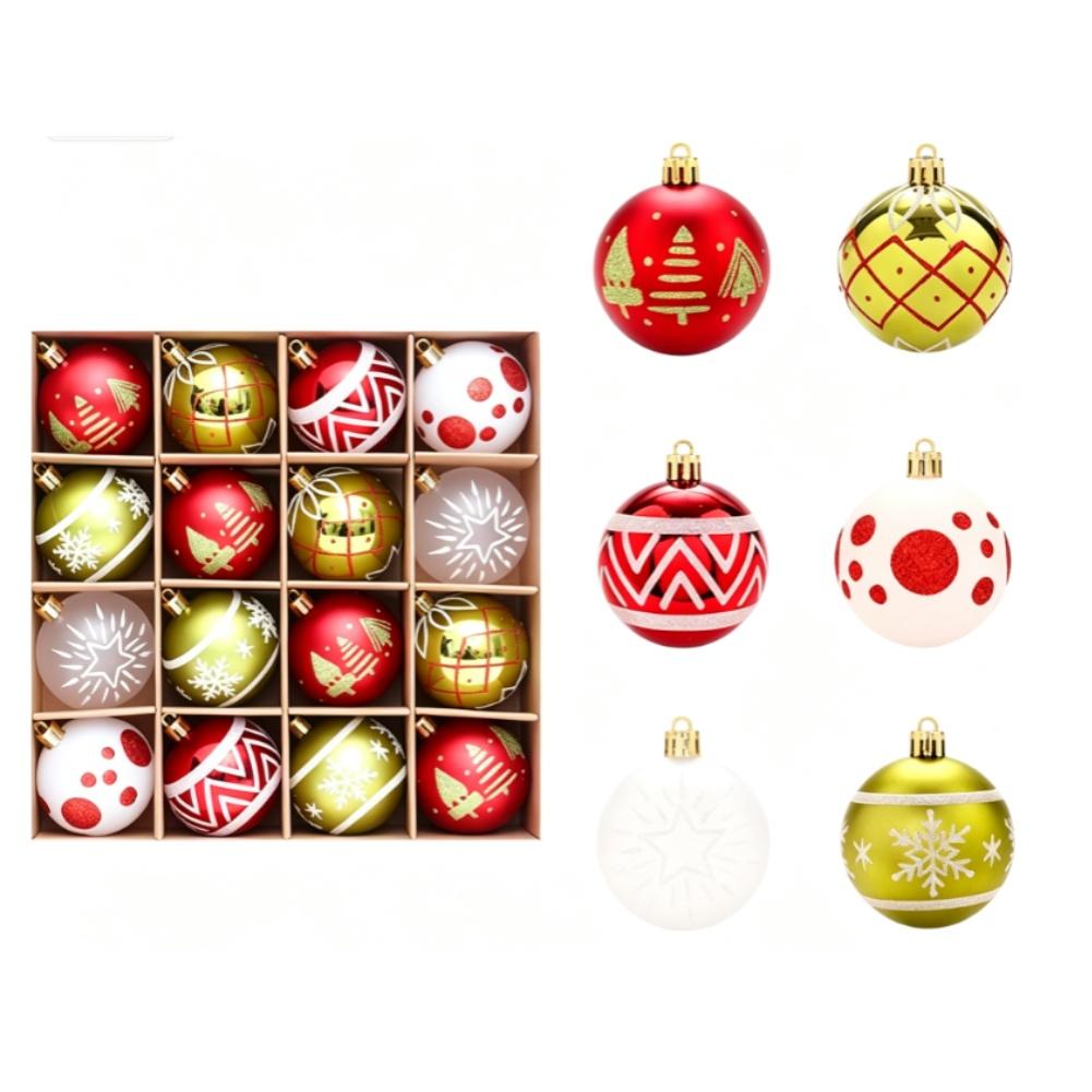 16Pcs New Electroplated Transparent Christmas Ball Bauble Set Hanging Ornament For Xmas Tree Indoor Home Party Festive Decor