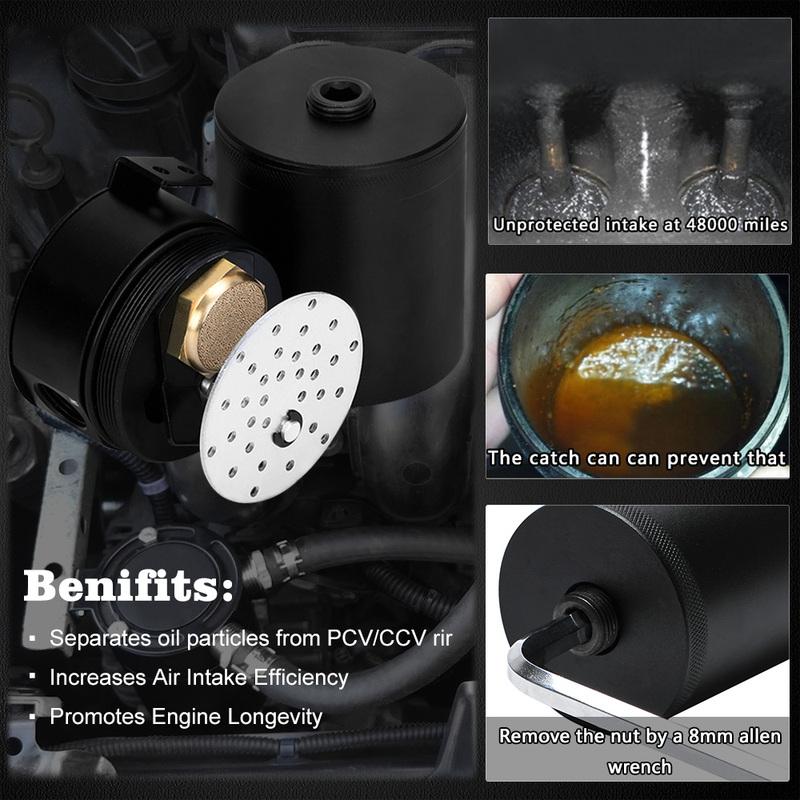Universal Racing Baffled 3 port Oil Catch Can Tank Air Oil Separator With Removable Valve 3-hole Oil Kettle