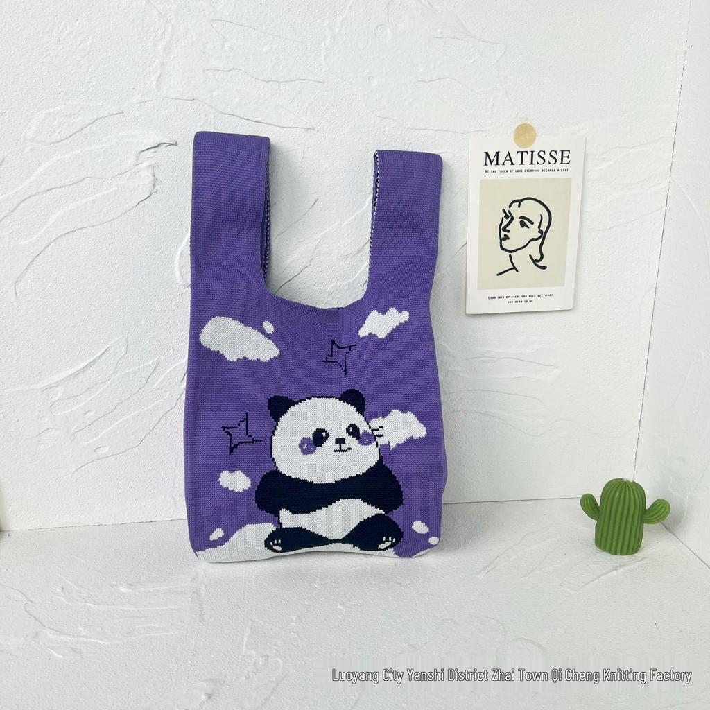 Panda Knit Women's Cross-Border Wrist Tote Handbag
