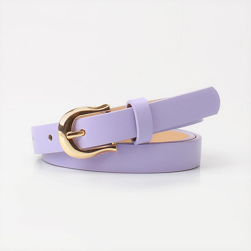 Ceinture plate à boucle ardillon pour femme, couleur bonbon, simple, décorée de vent, pour jeans