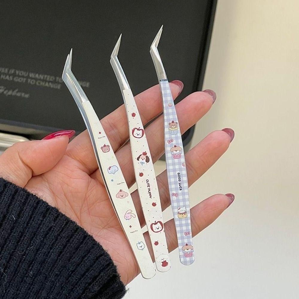 Edelstahl Gebogene Aufkleber Pinzette Antistatisch Wimpernzange Schönheits Make-up Werkzeuge