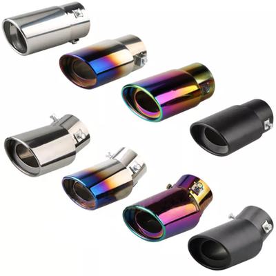 Car Exhaust Systems Muffler Silver Black Burnt Blue Colorful Exhaust Muffler Tip Stainless Steel Pipe Silver Rear Tail