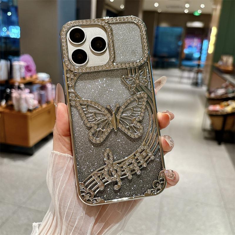 Luxury Cross Glitter Rhinestone Butterfly Case for Apple 17 Pro Max - Anti-Drop Design