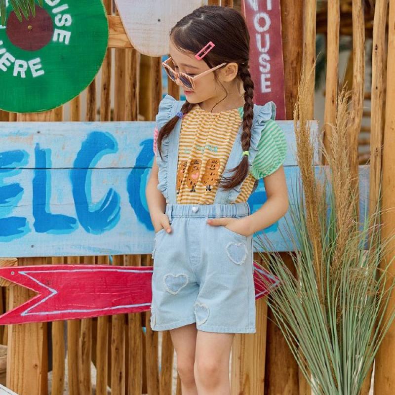 [lilypuri] Rüschen-Overalls 4-teilige Hose 2-farbig 