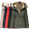 Winter Casual Warm Fur Collar Zipper Button Cardigan Long Sleeved Slim Coat Hooded