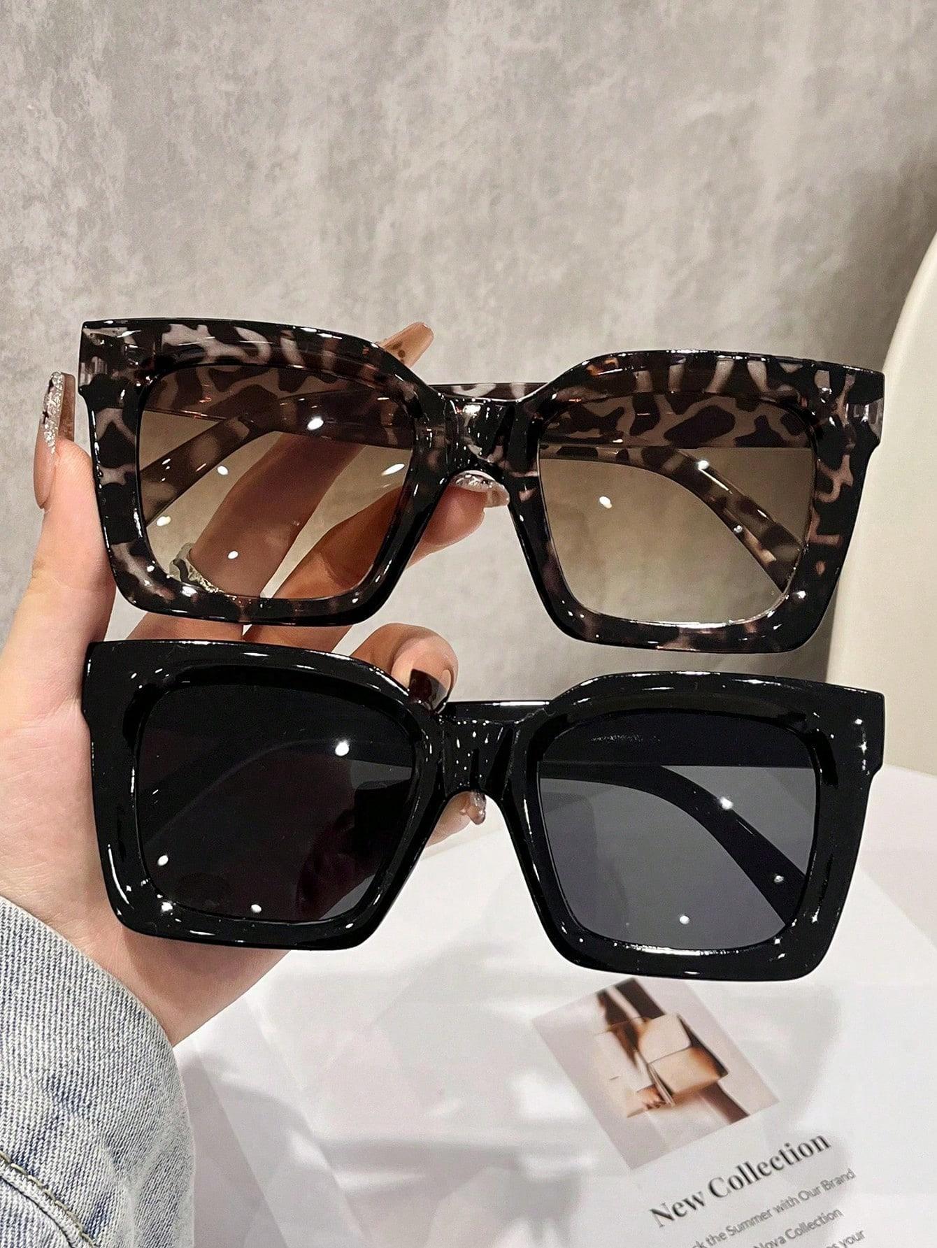 

2PCS Unisex Large Frame Bohemian Style Fashion Glasses for Women Men Suitable for Daily Wear