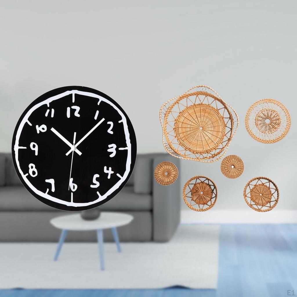 Modern Minimalist Acrylic Wall Clock Ornament with Silent Mechanism And Unique Rattan Woven Art for
