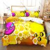 Angry Geometry Dash Angry Expression Cube Spike Neon Rhythm Game Print Duvet Cover + 2 Pillowcases Bright Color Microfiber