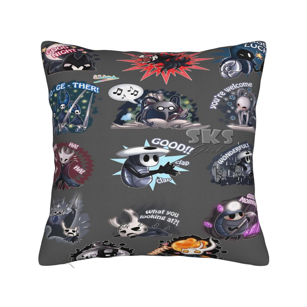 Hollow Knight Cartoon Game Knight and Hornet Pillow Cover Vintage Pillow Case For Living Room Chair Comfy Cushion Cover Gift