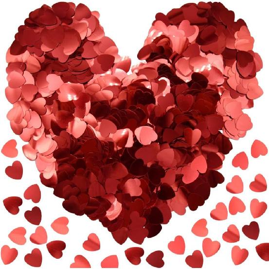 60g Love Heart Table Confetti 15mm Party Glitter Sequ Plastic Confetti Sprinkles Decorations for Wedding Festival Birthday (AX/Pink)
