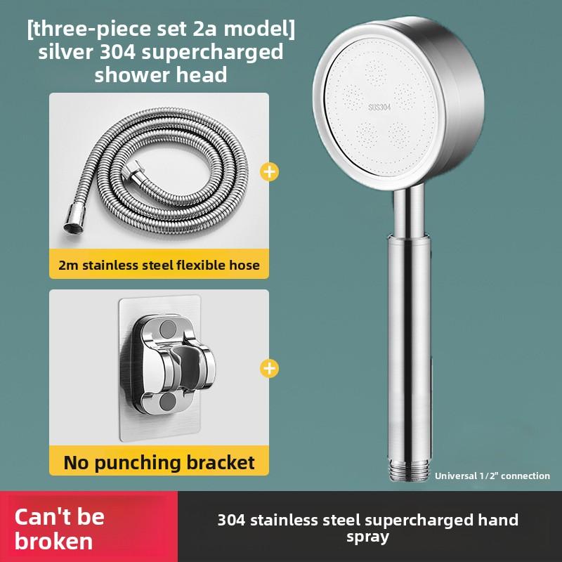 304 Stainless Steel Pressurized Shower Head, Little Waist Bathroom Pressurized Shower Head Hose Set