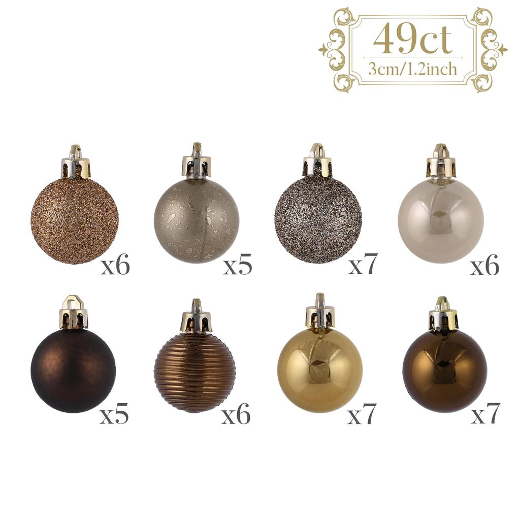 Valery Madelyn Christmas ball gold and set of perfect for Christmas tree Stylish and gorgeous in and Nordic-style ornaments, copper, luxurious, 3cm,