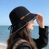 Small Standard Bucket Hat Female Korean Version Tide Brand Spring and Summer Knitted Bucket Hat Japanese Streamer Retro Lace Pot Hat Versatile