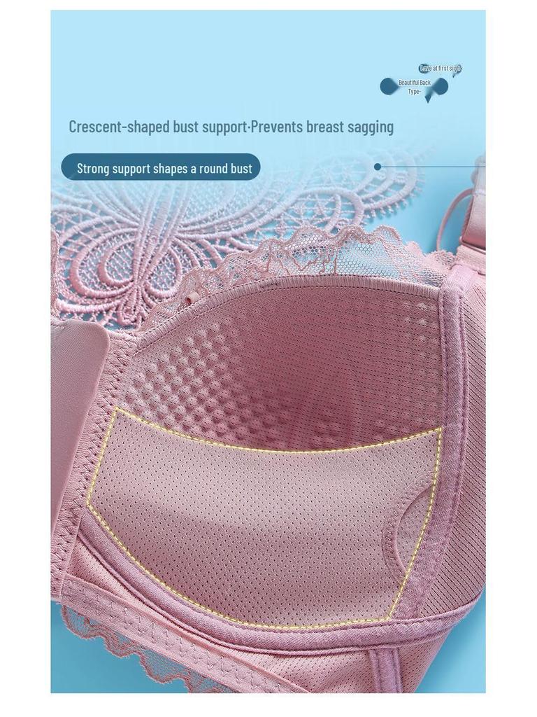 Plus Size Front Closure Wirefree Bra - Adjustable, Anti-Sagging, Side Support, Large Cup, Summer