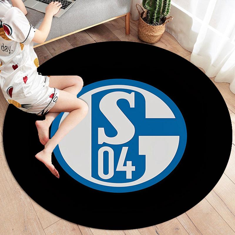 FC Schalke 04 Round Area Rug,Carpet Rug for Living Room Bedroom Sofa Playroom Decor,Non-slip Floor Mat