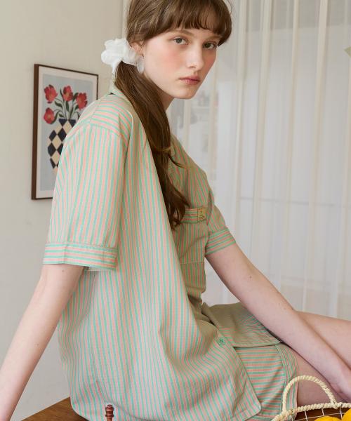 [Pink Zone] Opal Short Sleeve Collar Pajama Set [Shipped from Korea] 100% Authentic M