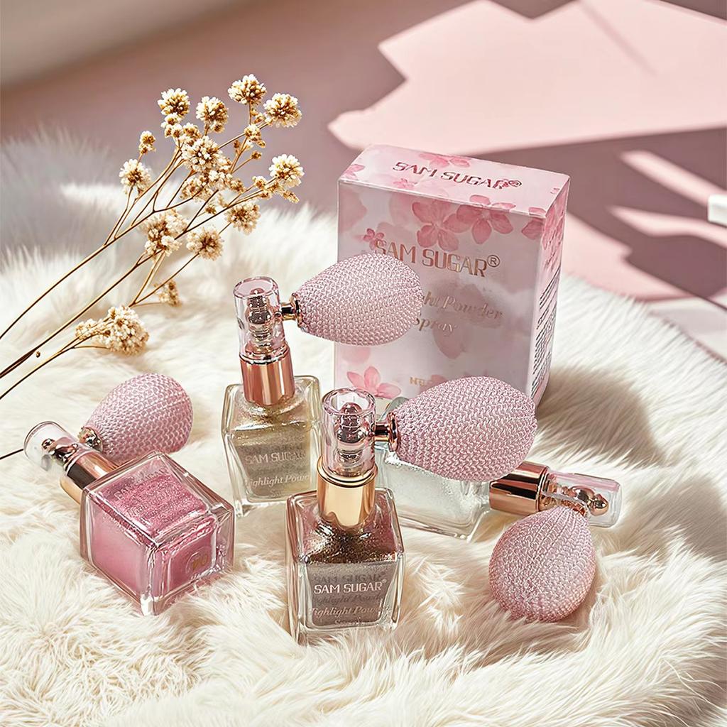 Diamond High Gloss Glitter Spray Highlighter Powder Air Bag Fragrance-Infused Shiny High Light for Face Body Makeup Cosmetics