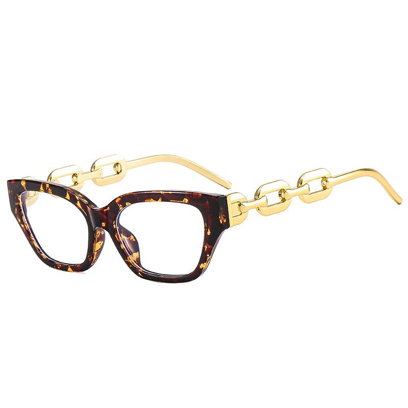 Stilvolle Retro-Quadratketten-Brille für Damen Nerd-Brille Stärke -0,5 -1,0 -2,0 -3,0 -4,0 bis -6,0