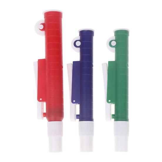 Wissenschaftliche Pipettenpumpe mit Daumenrad, präzise 2 ml (blau), 10 ml (grün), 25 ml (rot), Laborpipette