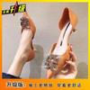 stiletto high heels women's spring and summer new temperament pointed head bag head sandals small size women's shoes
