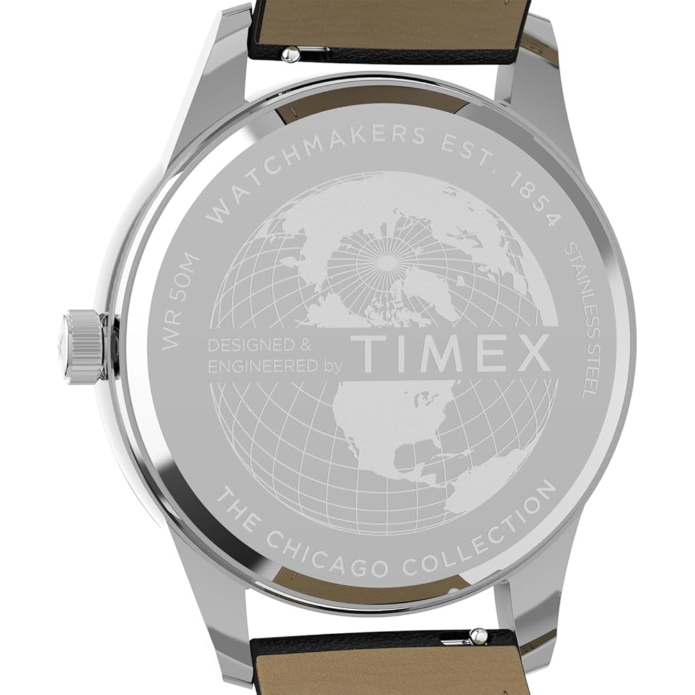 TIMEX Men's Chicago Multifunction Watch TW2Y21600, Quartz Movement, 5 ATM Water Resistance, Mineral Glass, Black Dial, Stainless Steel [Parallel Impor