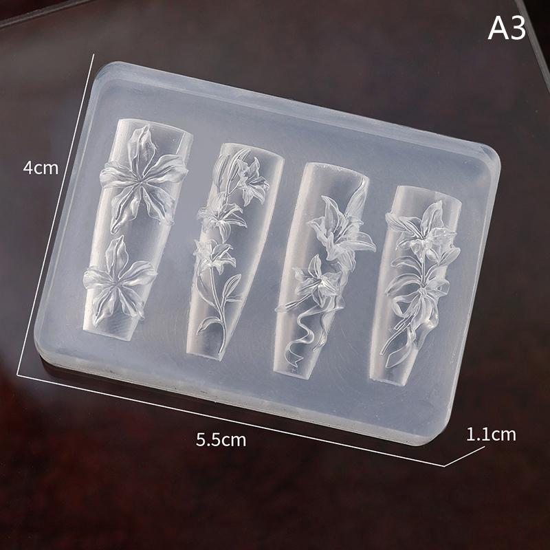 

Силиконовая форма для резьбы по ногтям в виде цветка и бабочки, 3D-пластина для штамповки, трафареты для ногтей, инструменты для маникюра с УФ-гелем для самостоятельного изготовления, любители нейл-арта