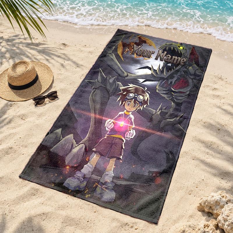 Digimon Custom Name Beach towels also serve as bath towels summer essential a musthave for the outdoors the beach and the pool