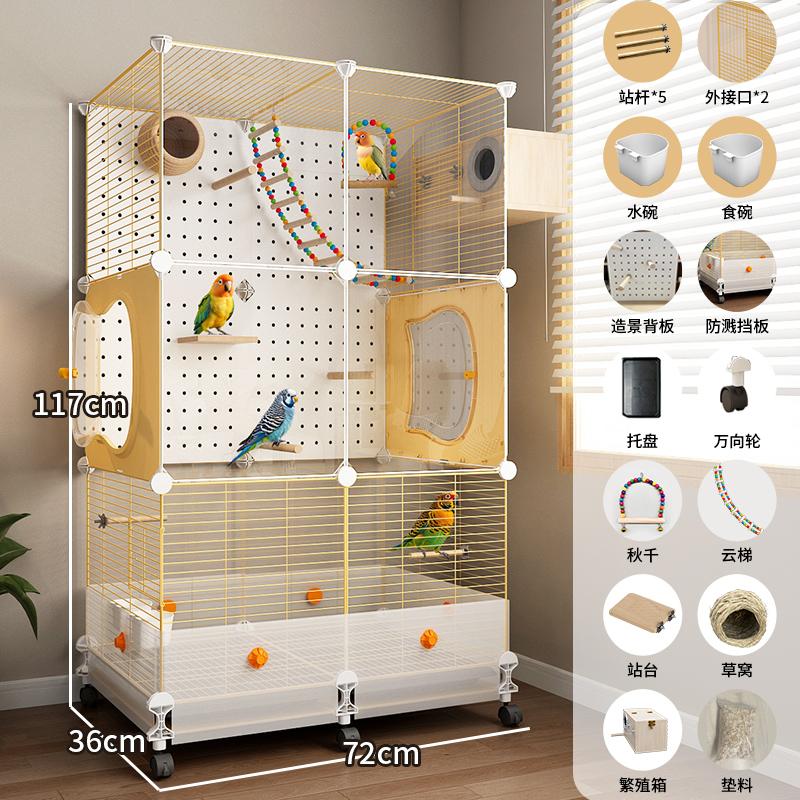 Gaiola Grande para Pássaros Papagaios com Design Anti-Espalhamento para Calopsitas e Periquitos, Aviário de Luxo para Periquitos Casa de Voo Premium para Animais de Estimação
