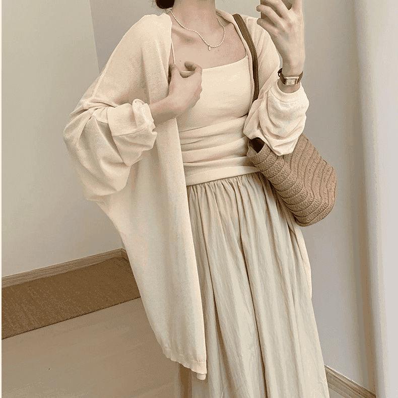 Spring/Summer Plus Size Sun Protection Long Sleeve Knit Cardigan - Loose, Lightweight, Elegant Korean Style for Women