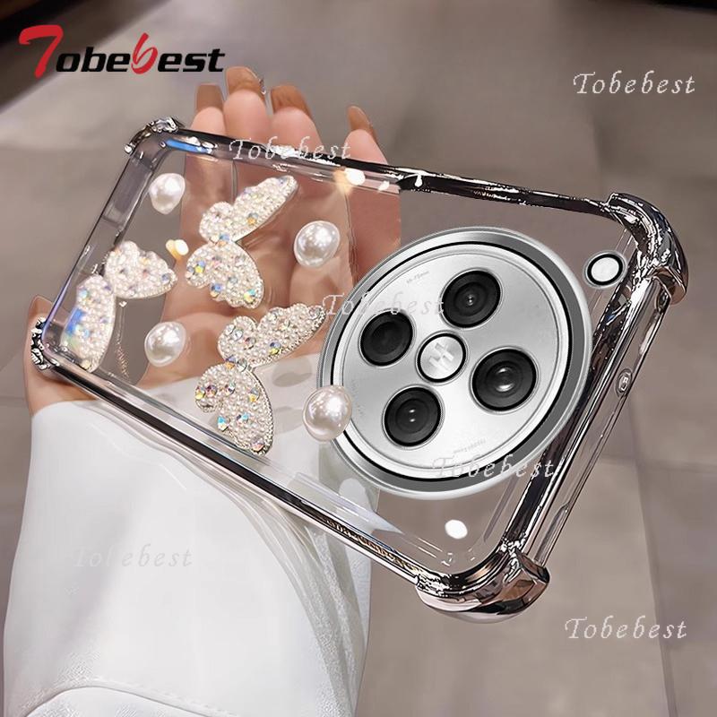 

3D Жемчужная Бабочка Ударопрочный Силиконовый Чехол с Покрытием для OPPO FInd X8 X8S Plus X7 Ultra X6 X5 PRO Прозрачная Задняя Крышка Oppo Find X8 Pro серебряный