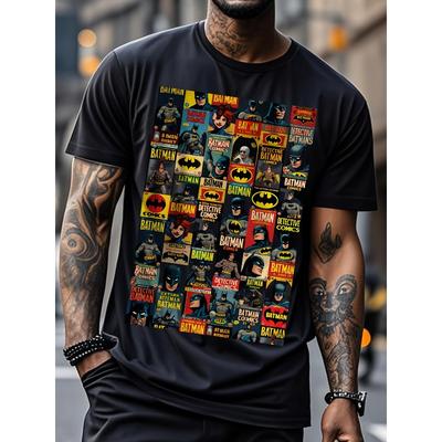 Europese maten [Batman Klassiek Grafisch T-shirt] 1 stuks Heren Justice League Batman Klassiek Grafisch T-shirt