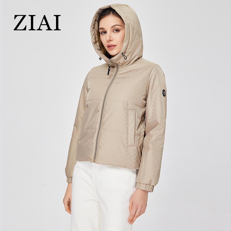 ZIAI 2023 frauen frühling jacke Klassische Kurze Mit Kapuze Lässige Dünne Baumwolle reißverschluss Hohe qualität muster Stoff mantel frauen ZM-20360