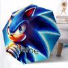1PC Sonic the Hedgehog - Custom Name Automatic Folding Umbrella - Compact 8-Rib Design, Durable Plastic & Iron, Daily Use S0106025