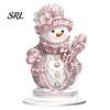Weihnachtsparty-Mittelstücke Winterornamente, Zweiseitige Acryl-Schneemann/Weihnachtsmann/Rentier/Hütte Tischschnee-Szenen-Ornamente Dekorationen